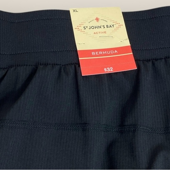 New with Tags St. John's Bay Active Black Bermuda Shorts XL - Picture 3 of 7